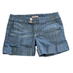 See Thru Soul Denim Shorts Size 27 Cuffed Dark Wash Low Rise Y2K